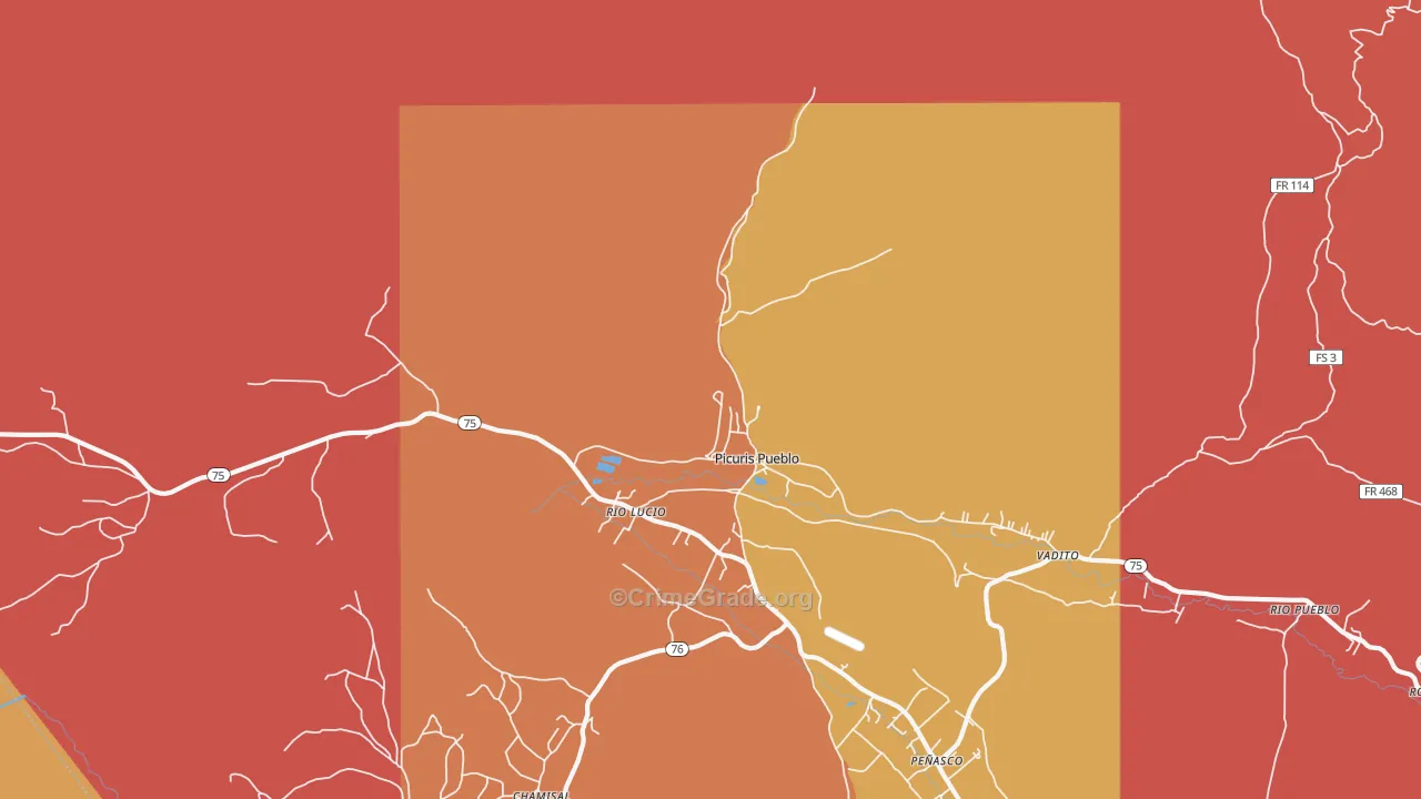Picuris Pueblo, NM Map of Arson Rates