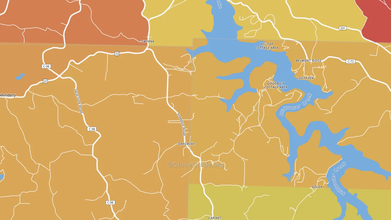Piedmont, OH Map of Arson Rates