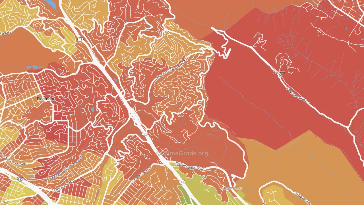 Piedmont Pines, Oakland, CA Map of Arson Rates