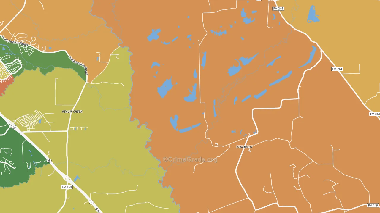 Piedmont, TX Map of Arson Rates