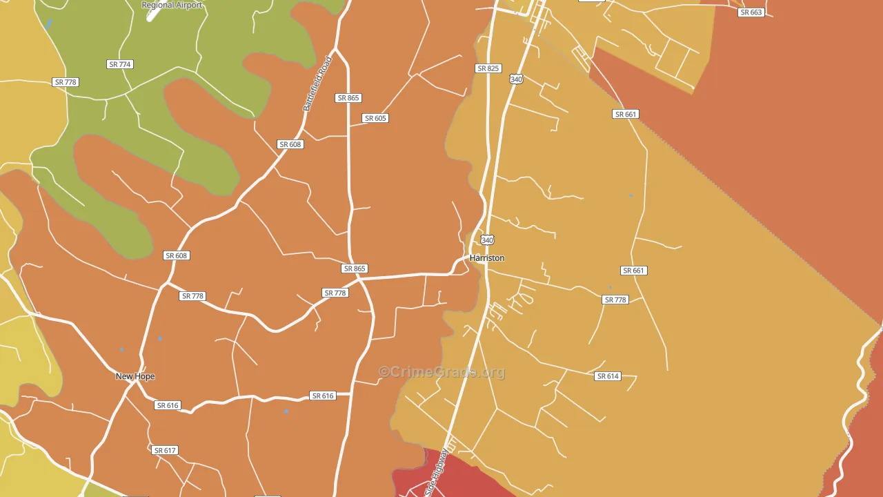 Piedmont, VA Map of Arson Rates