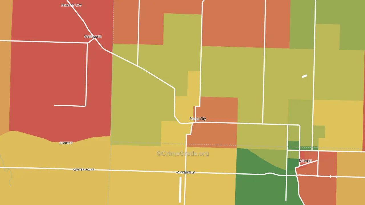 Pierce City, MO Map of Arson Rates