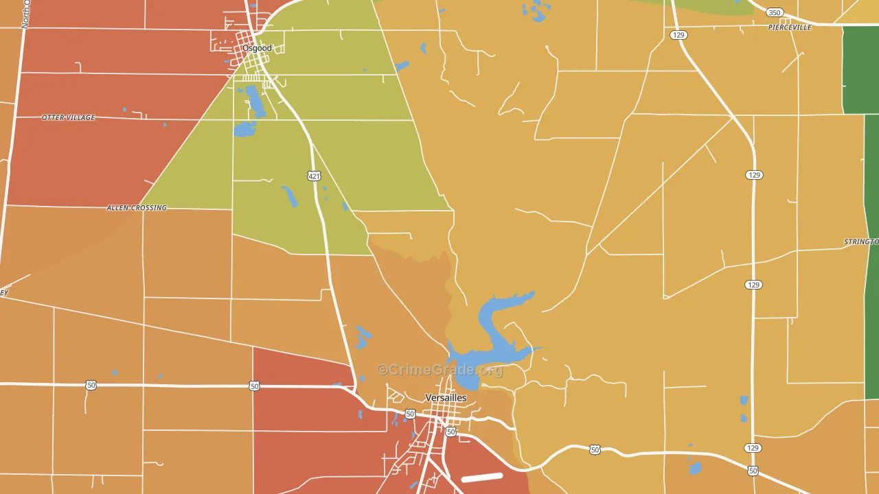 Pierceville, IN Map of Arson Rates