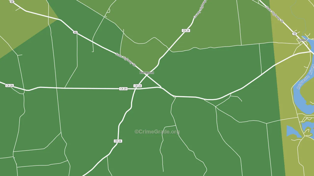 Pierrepont, NY Map of Arson Rates