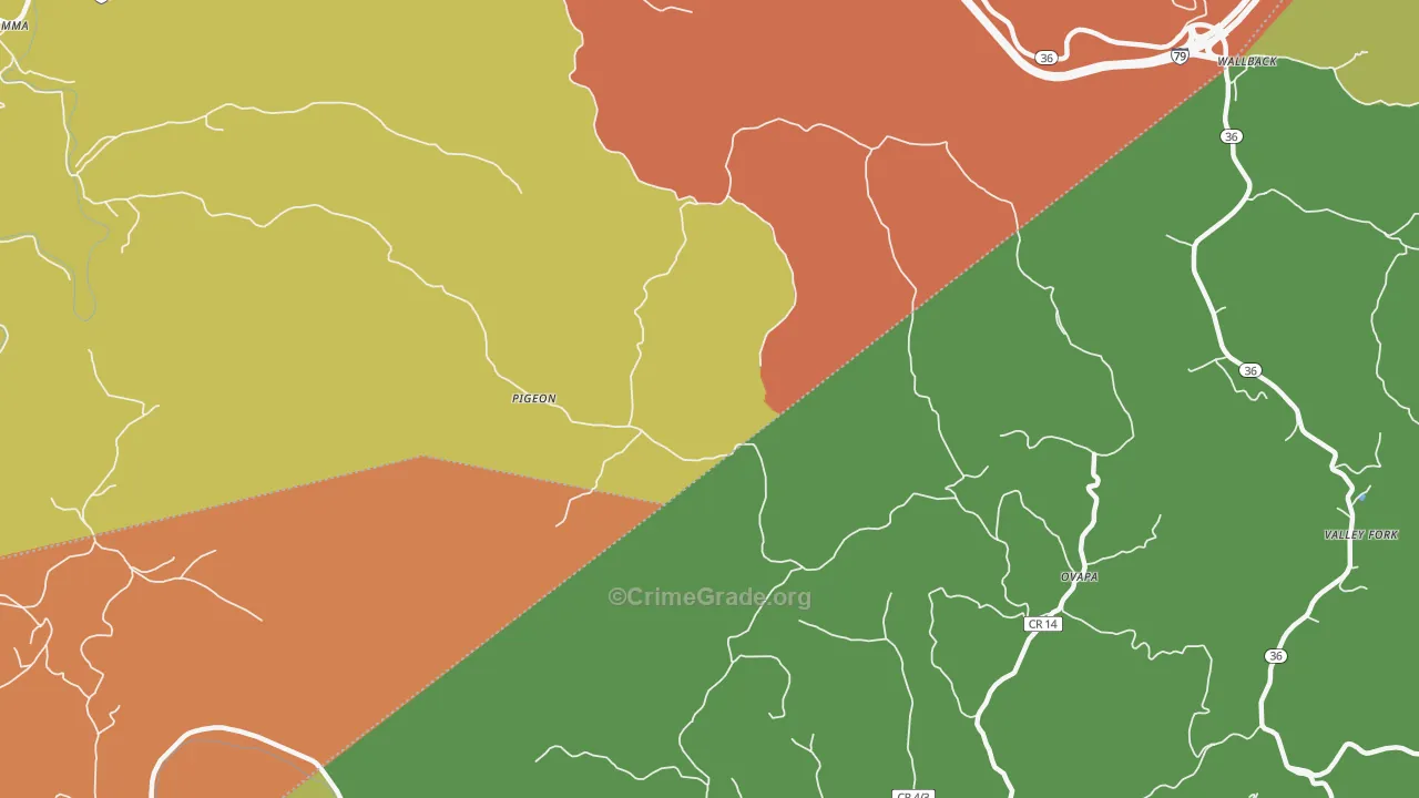 Pigeon, WV Map of Arson Rates