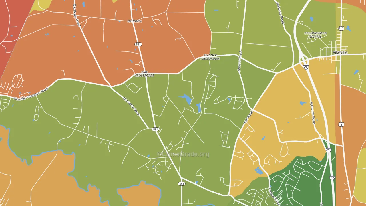 Pike Crossroads, NC Map of Arson Rates