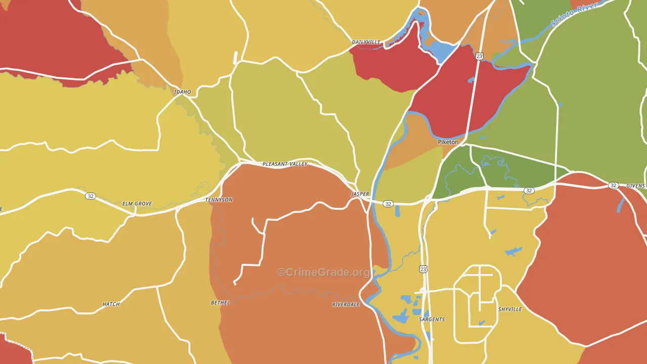 Piketon, OH Map of Arson Rates