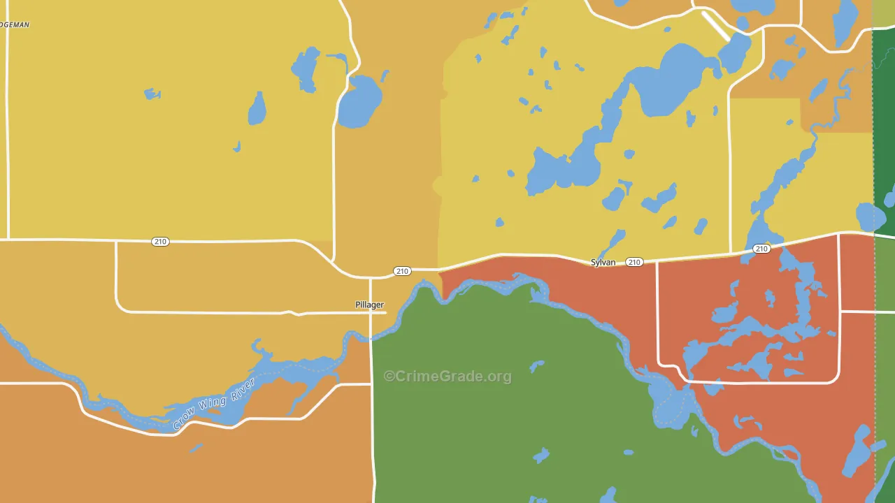 Pillager, MN Map of Arson Rates