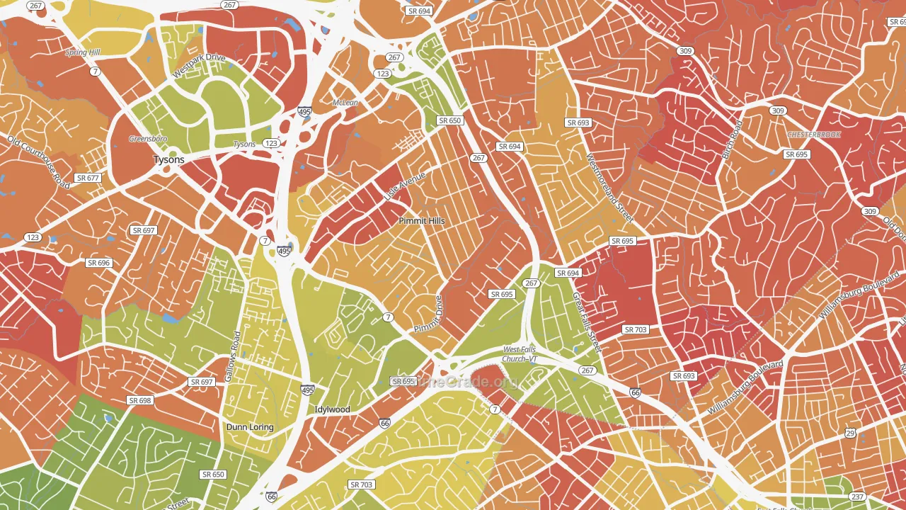 Pimmit Hills, Falls Church, VA Map of Arson Rates