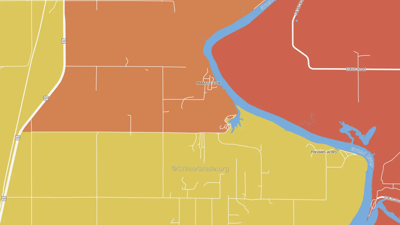 Pin Oak Acres, OK Map of Arson Rates