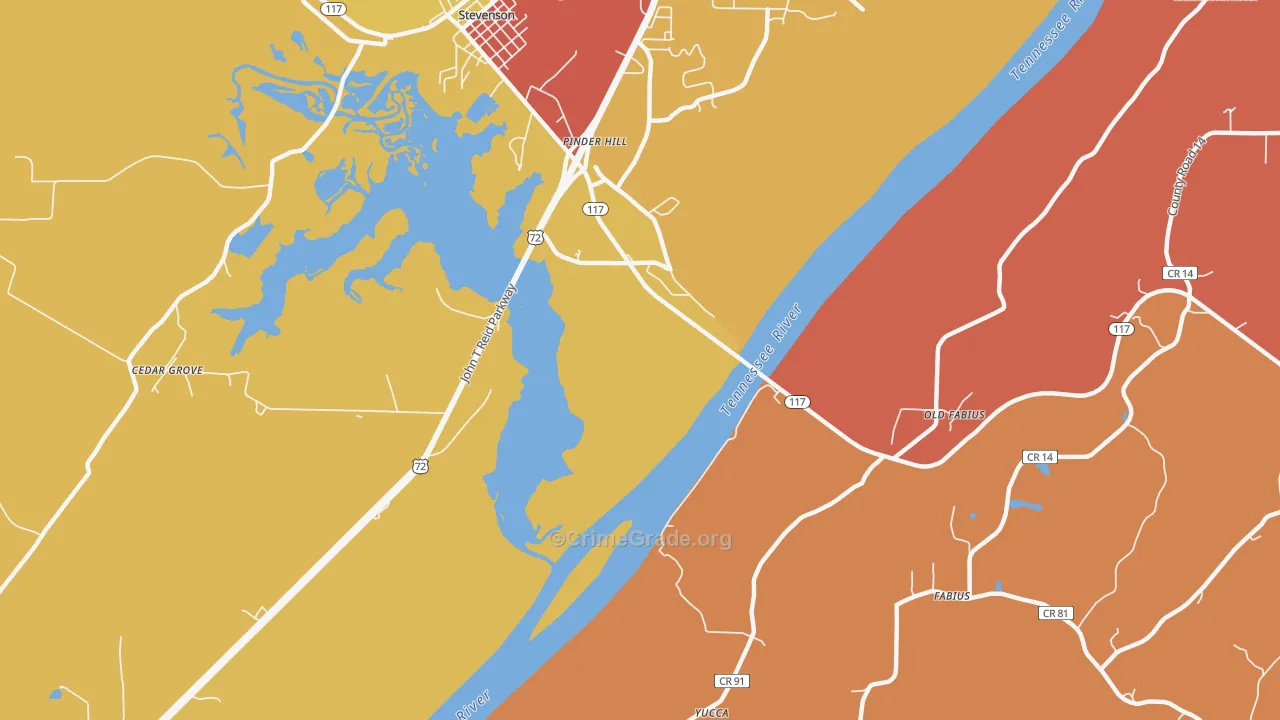 Pinder Hill, AL Map of Arson Rates