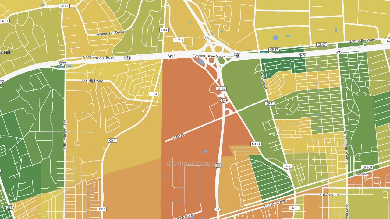 Pine Aire, NY Map of Arson Rates