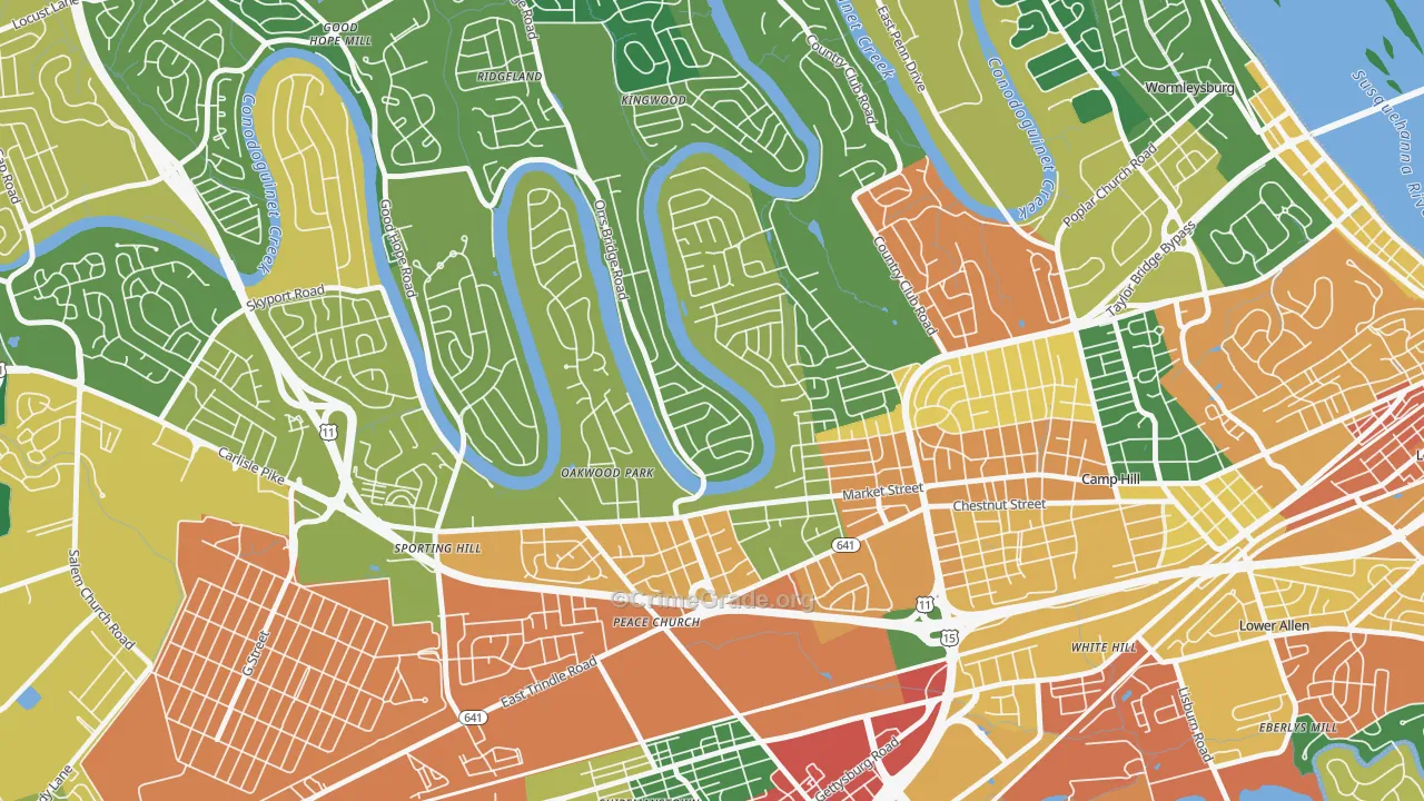 Pine Brook, Camp Hill, PA Map of Arson Rates