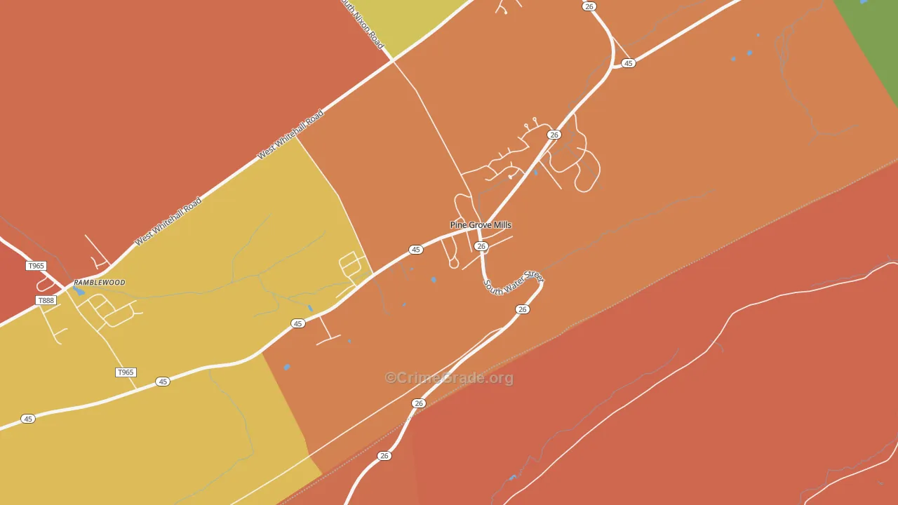 Pine Grove Mills, PA Map of Arson Rates