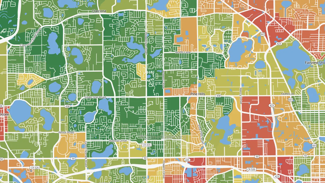 Pine Hills, FL Map of Arson Rates