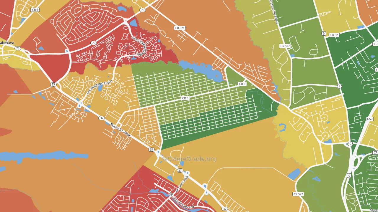 Pine Lake Park, NJ Map of Arson Rates