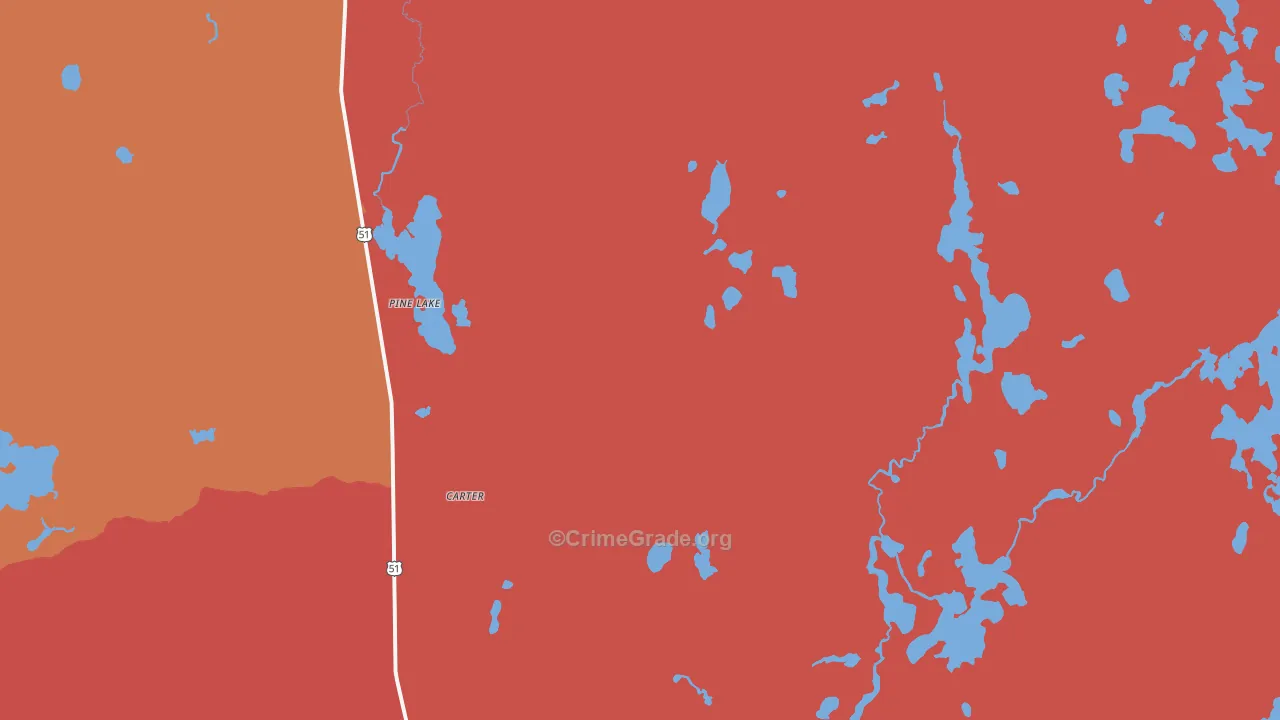 Pine Lake, WI Map of Arson Rates