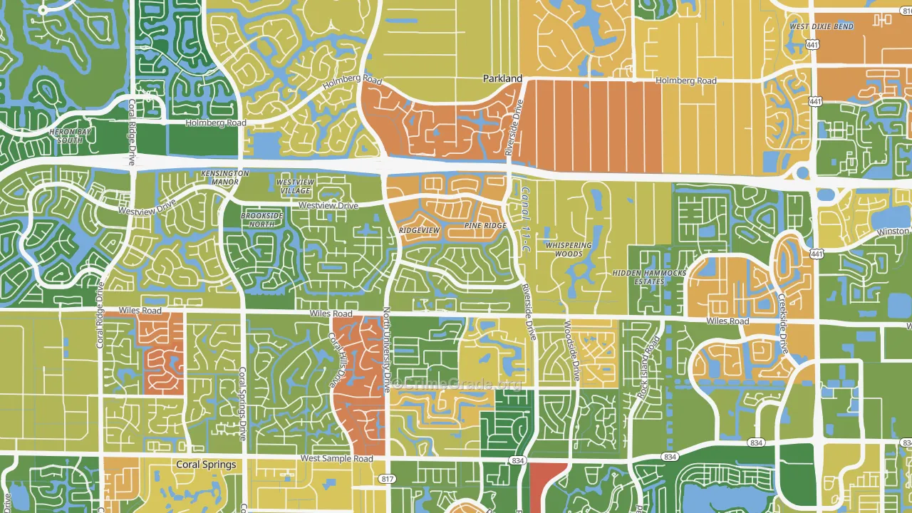 Pine Ridge, Coral Springs, FL Map of Arson Rates