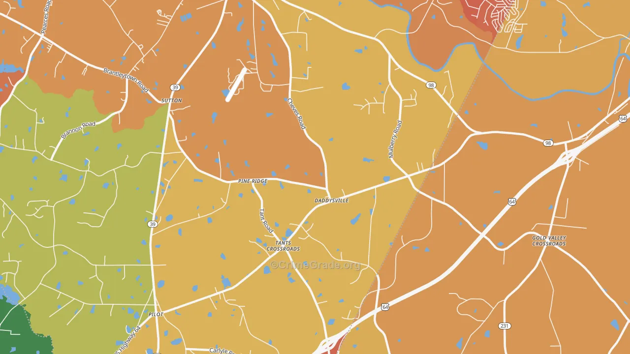 Pine Ridge, NC Map of Arson Rates