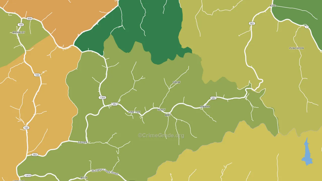 Pine Top, KY Map of Arson Rates