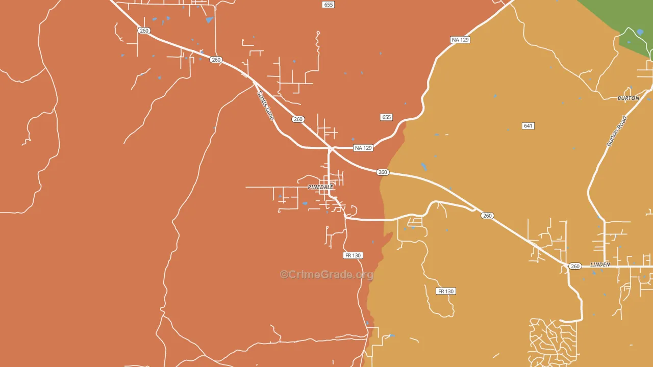 Pinedale, AZ Map of Arson Rates