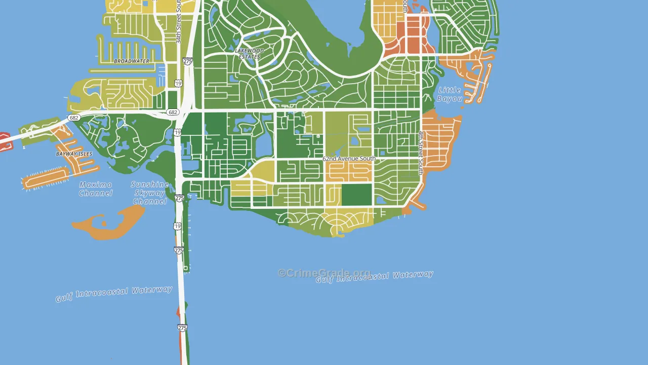 Pinellas Point, St. Petersburg, FL Map of Arson Rates