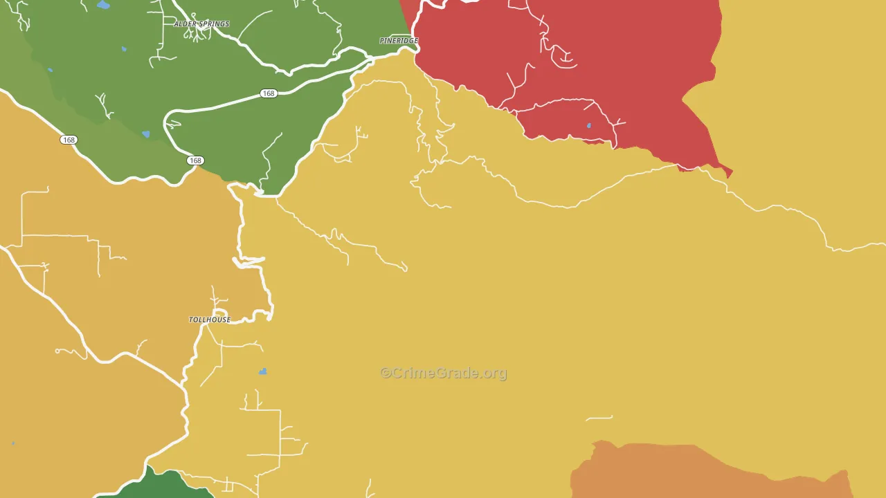 Pineridge, CA Map of Arson Rates