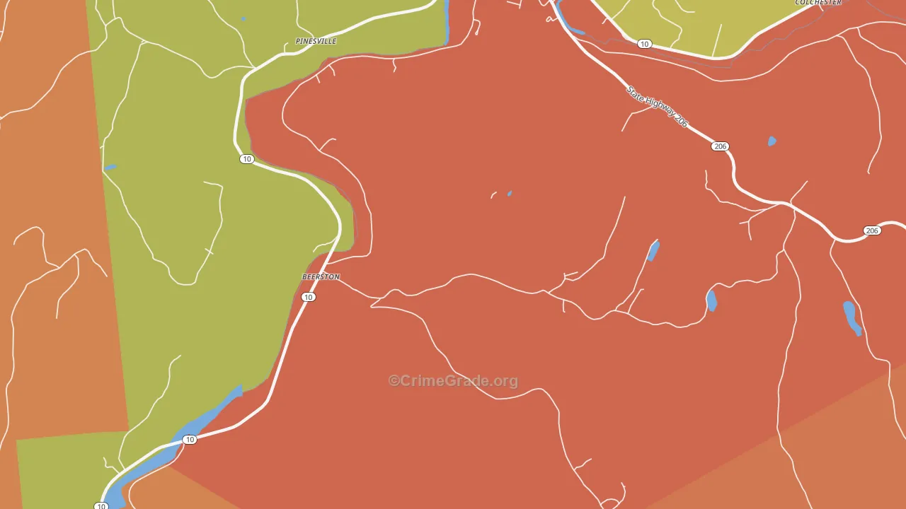 Pinesville, NY Map of Arson Rates