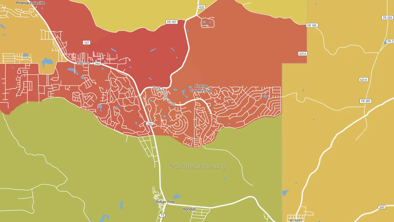 Pinetop Country Club, AZ Map of Arson Rates