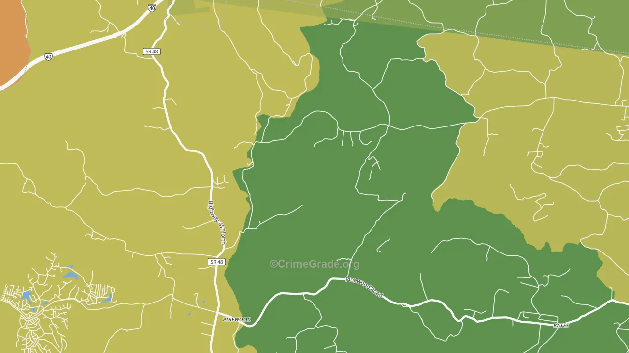 Pinewood, TN Map of Arson Rates
