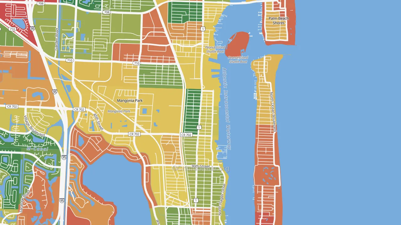 Pinewood-West Palm Beach, West Palm Beach, FL Map of Arson Rates