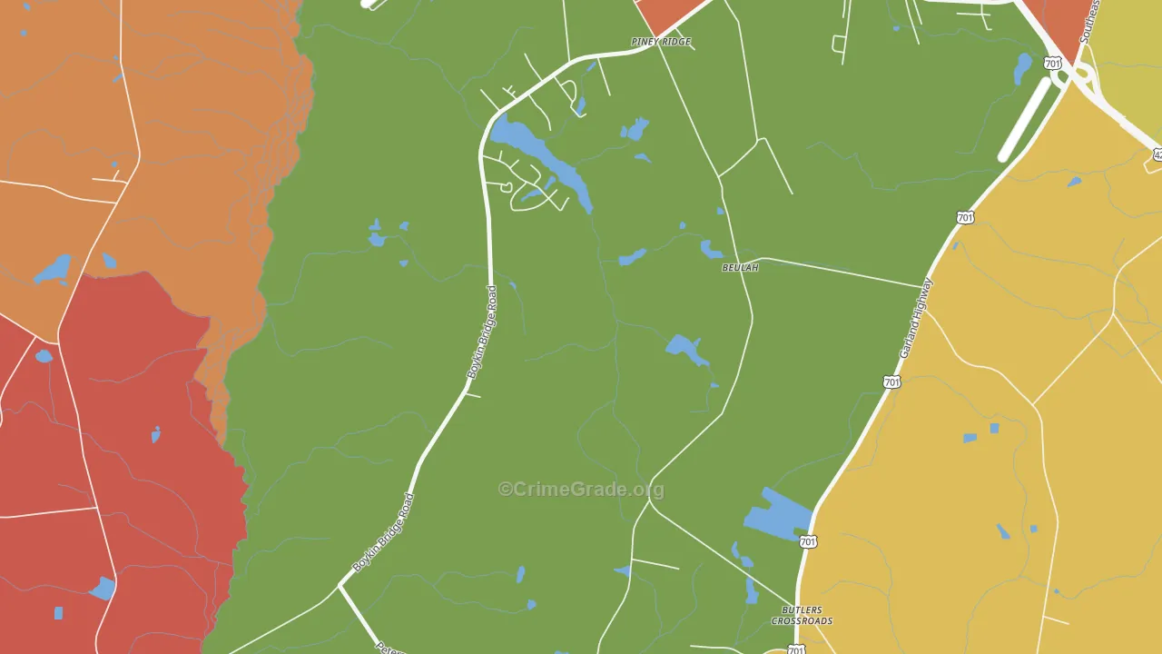 Piney Ridge, NC Map of Arson Rates
