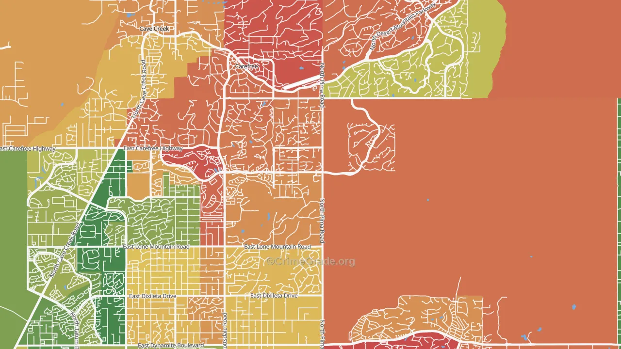 Pinnacle Peak, Scottsdale, AZ Map of Arson Rates
