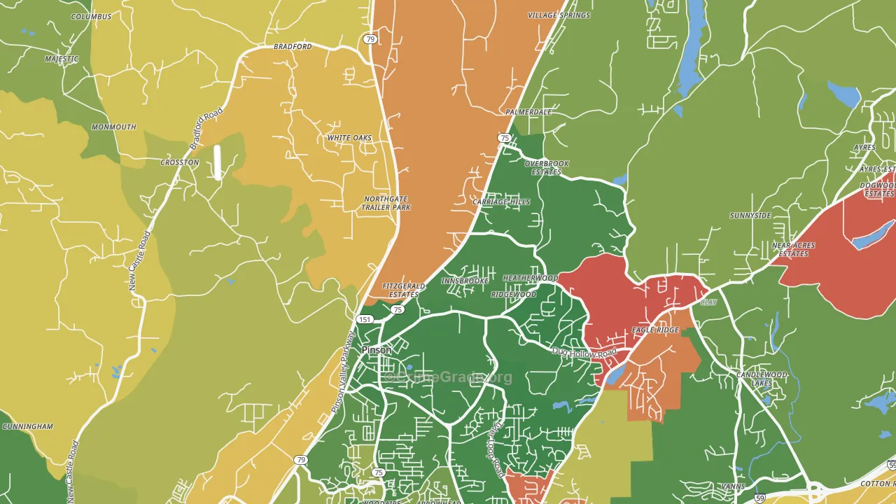 Pinson, AL Map of Arson Rates