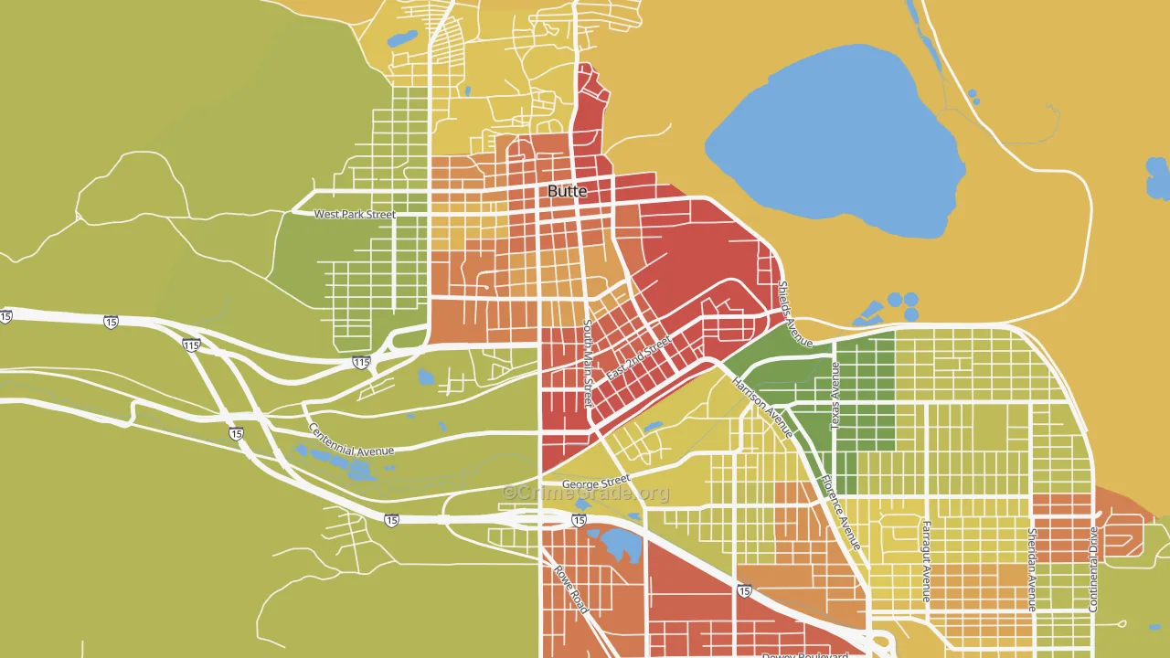 Pioneer, Butte, MT Map of Arson Rates