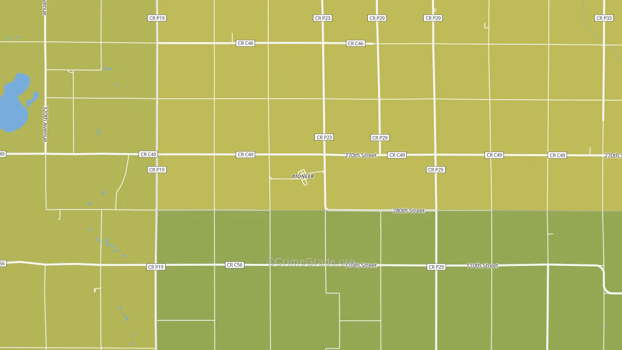 Pioneer, IA Map of Arson Rates