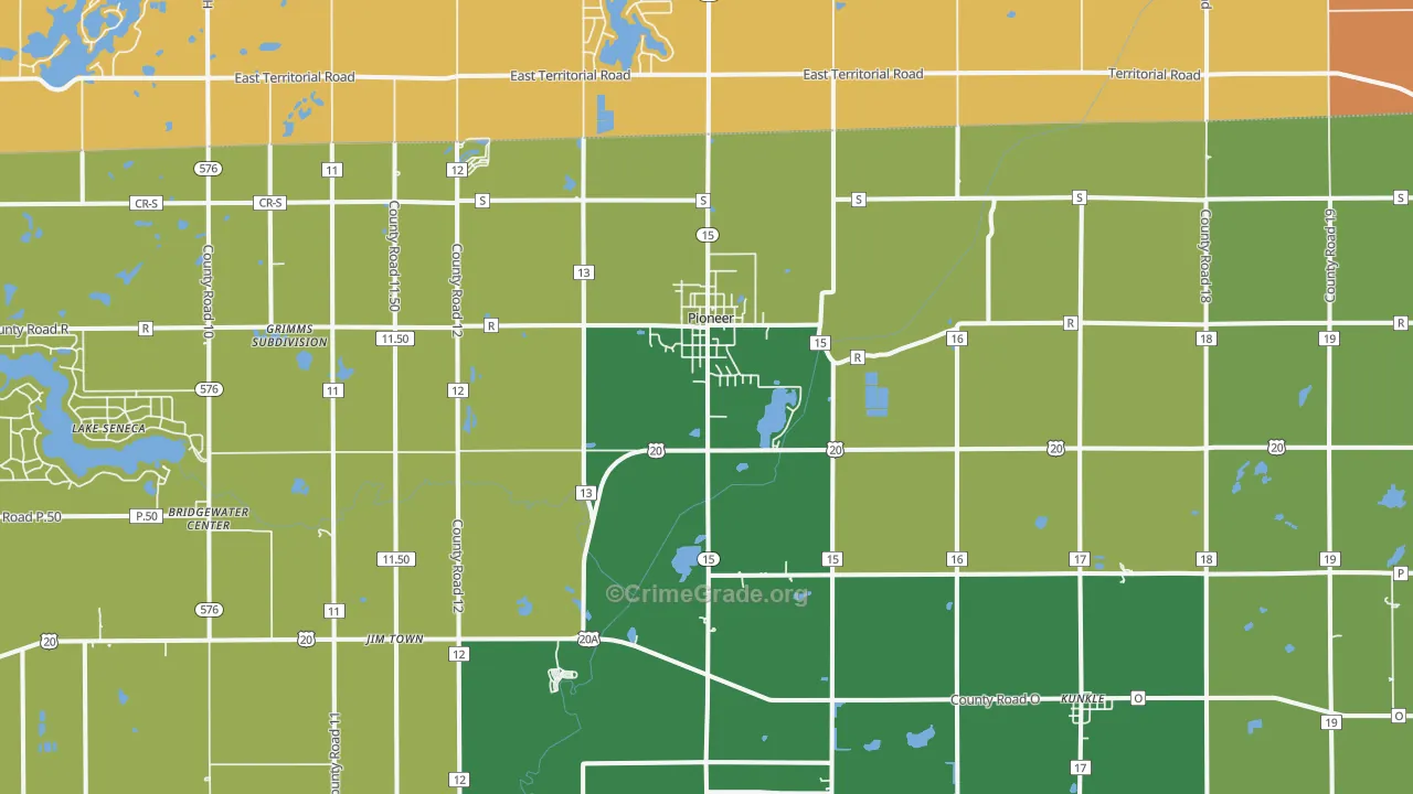 Pioneer, OH Map of Arson Rates