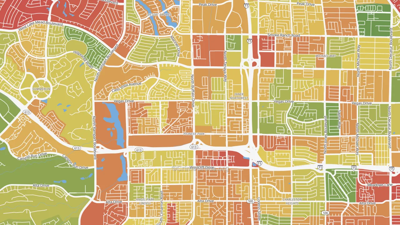 Pioneer Park, Las Vegas, NV Map of Arson Rates
