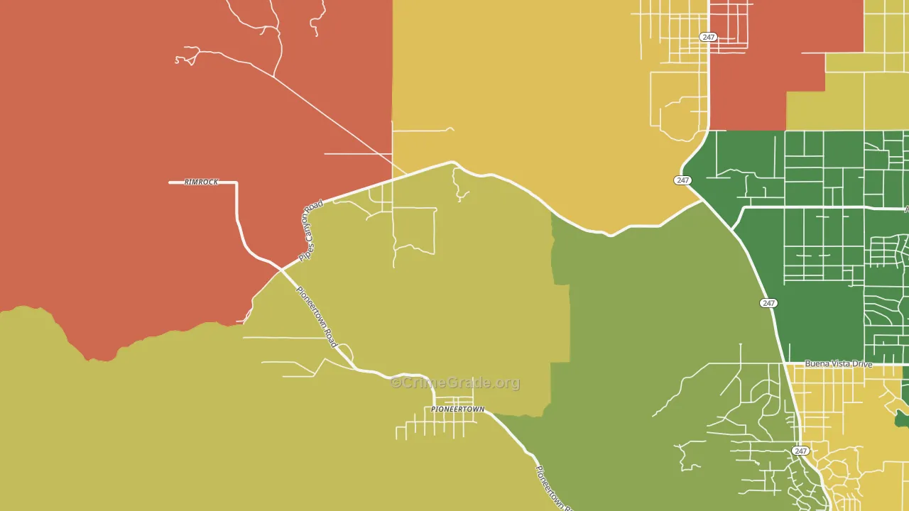 Pioneertown, CA Map of Arson Rates