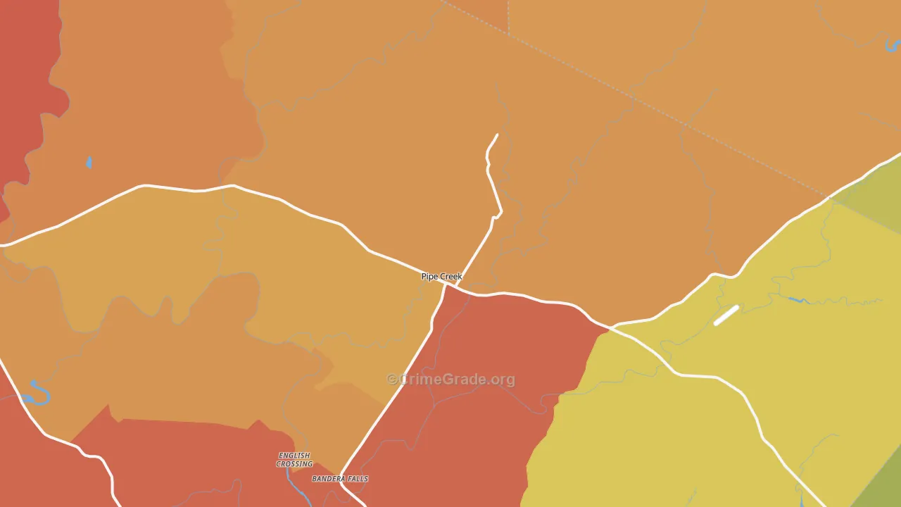 Pipe Creek, TX Map of Arson Rates