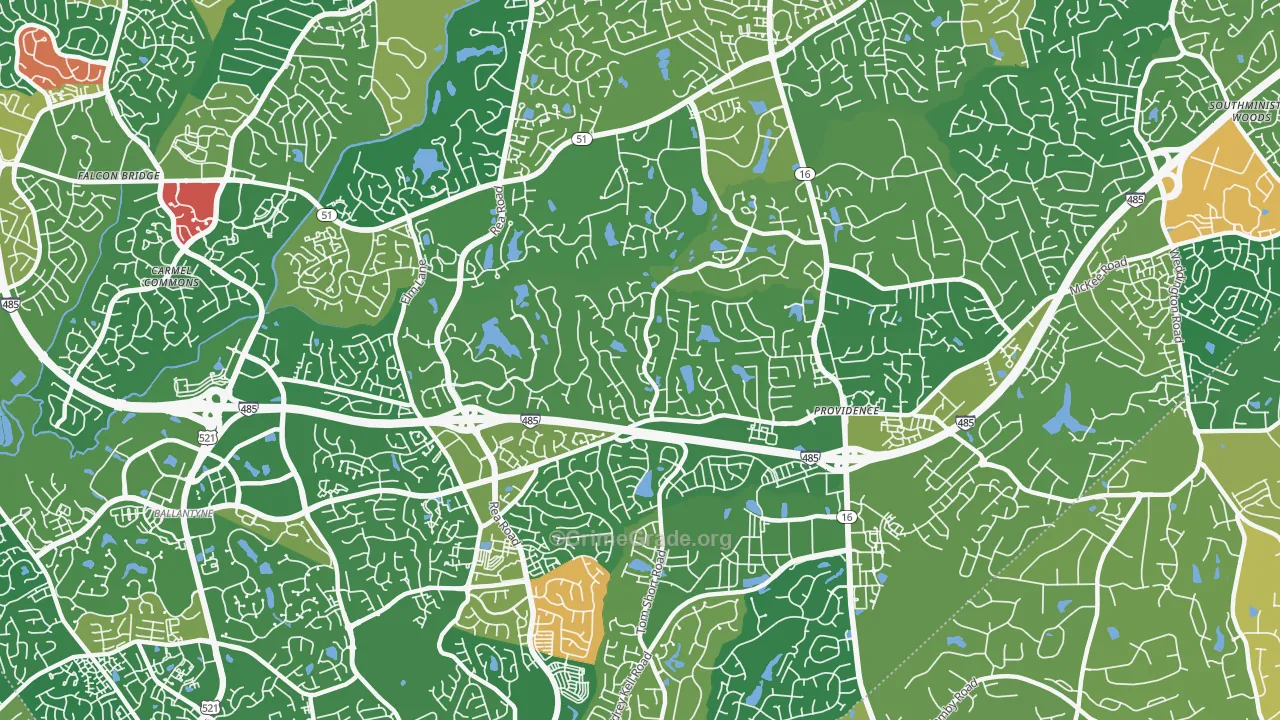 Piper Glen Estates, Charlotte, NC Map of Arson Rates