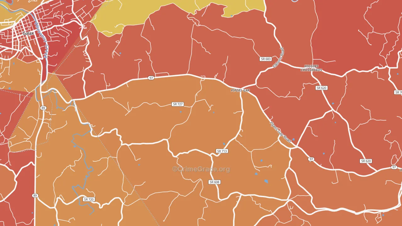 Pipers Gap, VA Map of Arson Rates