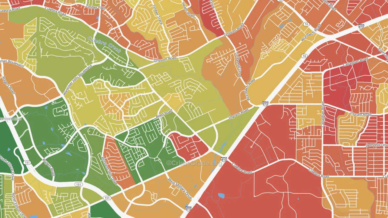 Pipers Meadow, San Antonio, TX Map of Arson Rates