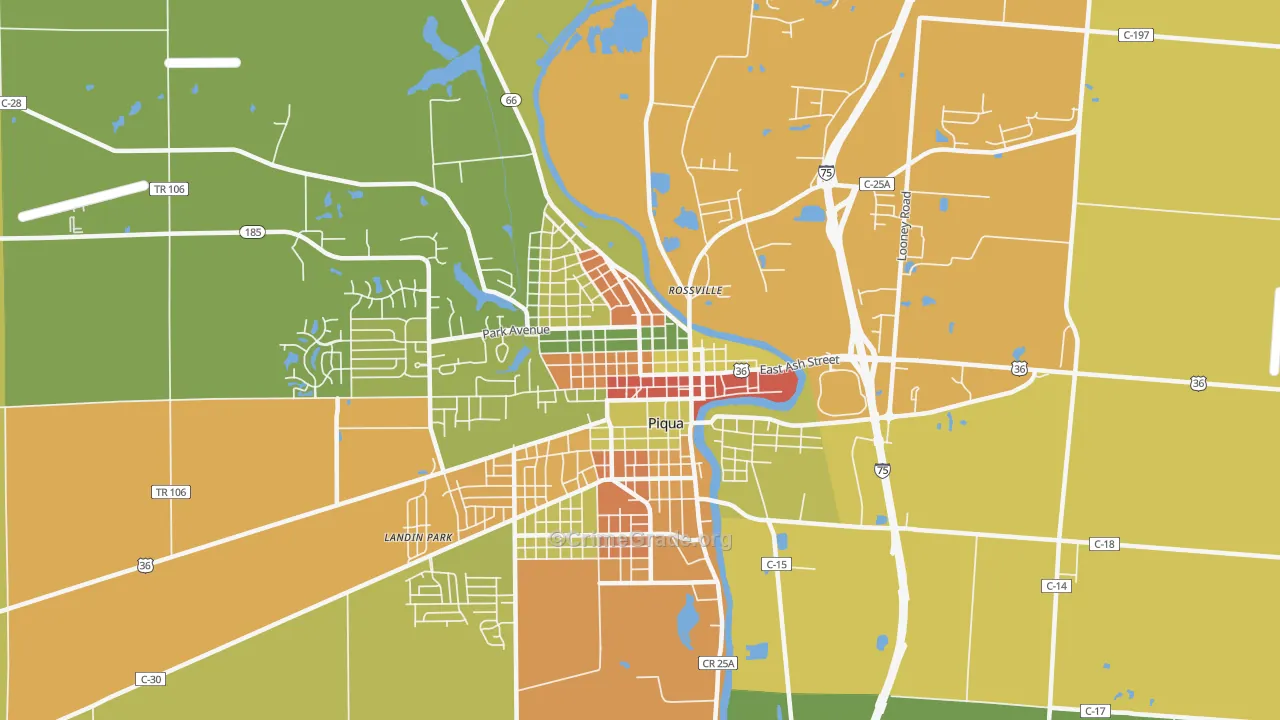 Piqua Historic District, Piqua, OH Map of Arson Rates