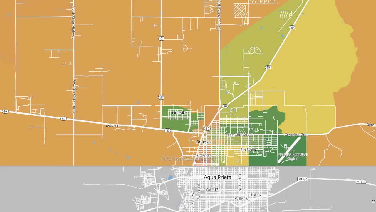Pirtleville, AZ Map of Arson Rates