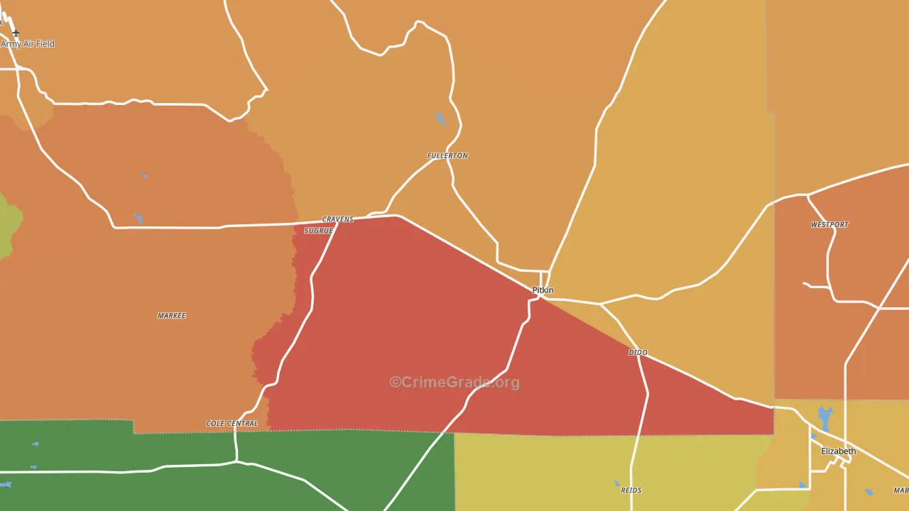 Pitkin, LA Map of Arson Rates