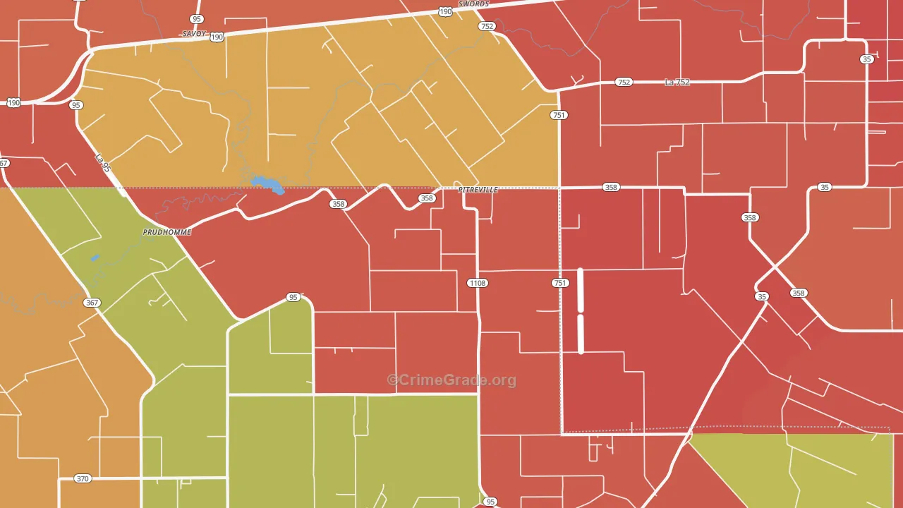 Pitreville, LA Map of Arson Rates