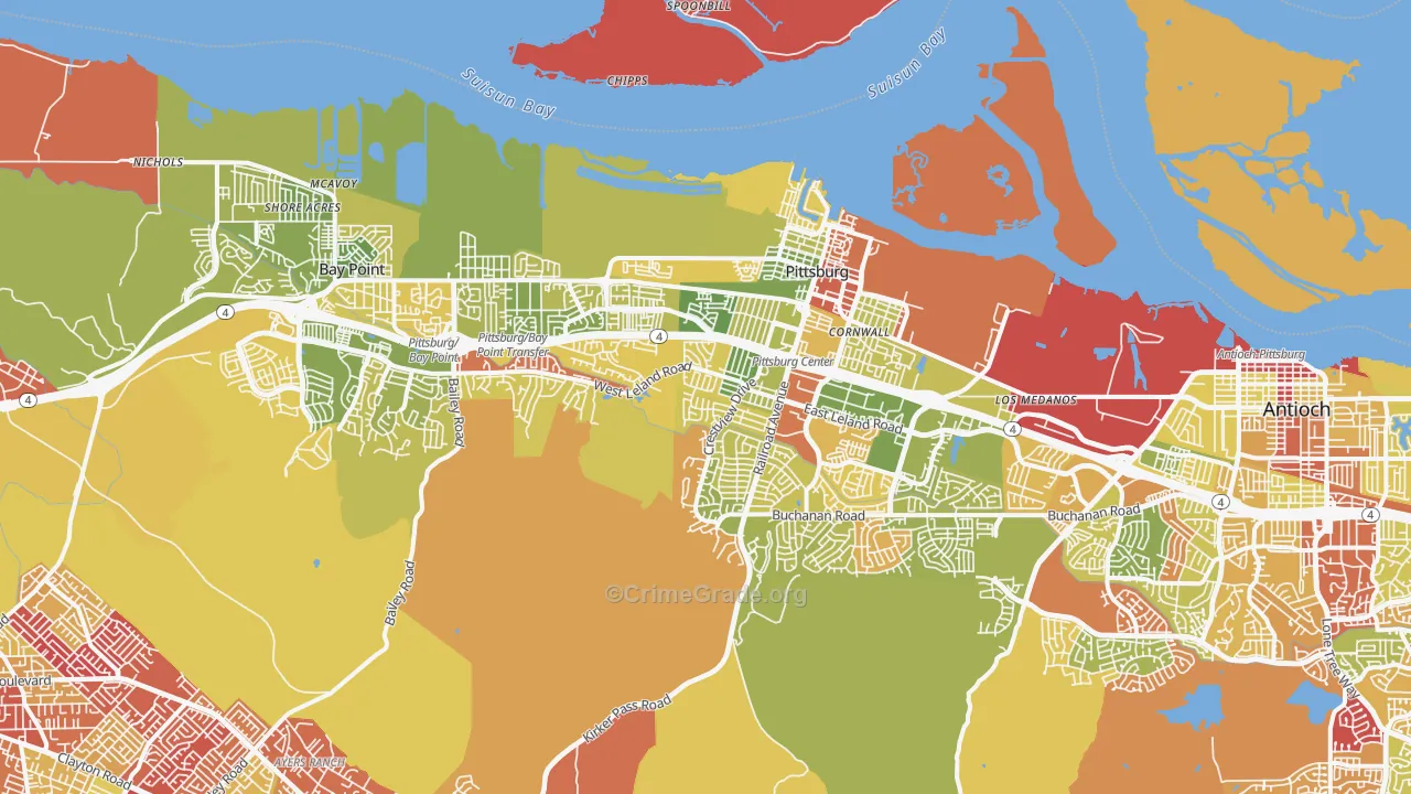 Pittsburg, CA Map of Arson Rates