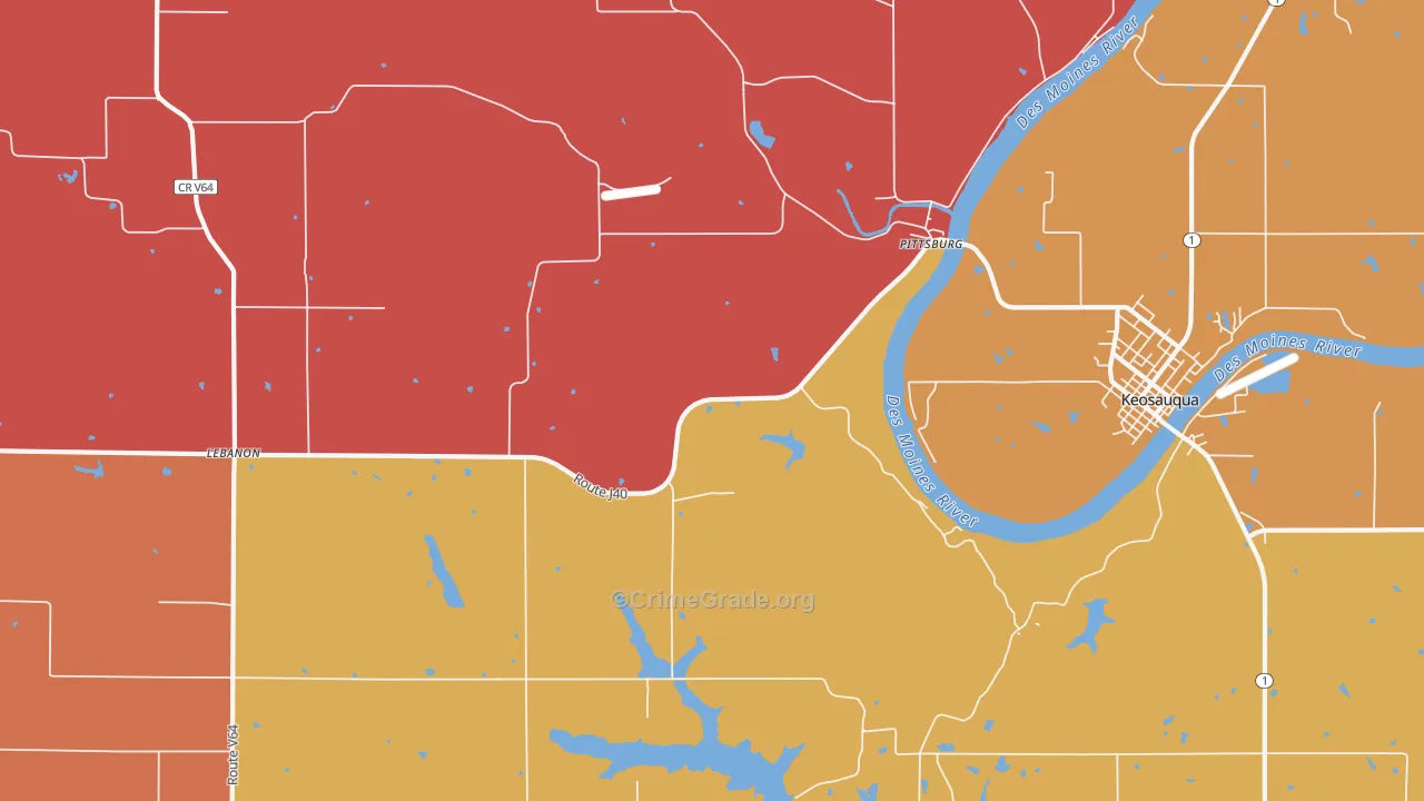 Pittsburg, IA Map of Arson Rates