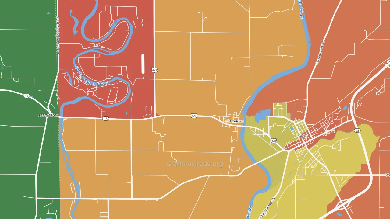 Pittsburg, IN Map of Arson Rates